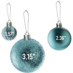 pauwgroene kerstbalornamenten voor kerstversiering - 36 stuks kerstboom onbreekbare ornamenten met ophanglus voor vakantie- en feestdecoratie (combo van 6 stijlen in 3 maten)