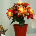Künstlicher Weihnachtsstern Im Topf mit Licht, Künstliche Bonsai-Blume, Topfpflanze mit Topf für Weihnachtsfeier, Weihnachten, Urlaub, Zuhause, Esstisch, Büro, (B)