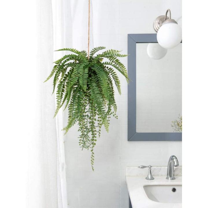 Kunstmatige hangplant van 35 cm met henneptouw, nepplanten, Boston-varen, hangende planten voor binnen, voor thuis, keuken, badkamer, wanddecoraties