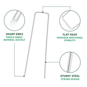 26610 10er-Packung 15 cm Kunstgrasanker aus Metall | Strapazierfähige U-Stifte | Mehrzweck-Erdanker | Gartenzubehör, grün