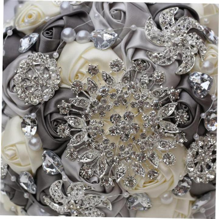 1stk Braut Rose Hochzeitssträuße Für Brautjungfern Braut Hochzeitsstrauß Weißer Blumenstrauß Brautstrauß Aus Strass Braut Rosen Frische Blumen Strauß Braut Silver