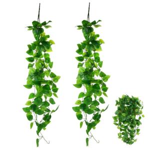 2 stuks hangende , , plastic groene plant, hangend, 105 cm, namaakklimop, plastic planten voor binnen en buiten, balkon, bruiloft, tuin, wanddecoratie
