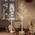 Kerstboomtakset van 1,5 m, 1,5 m, berkenboom met warme witte leds, timer, netvoeding, met waterdichte adapter voor buiten en binnen, kerstdecoraties