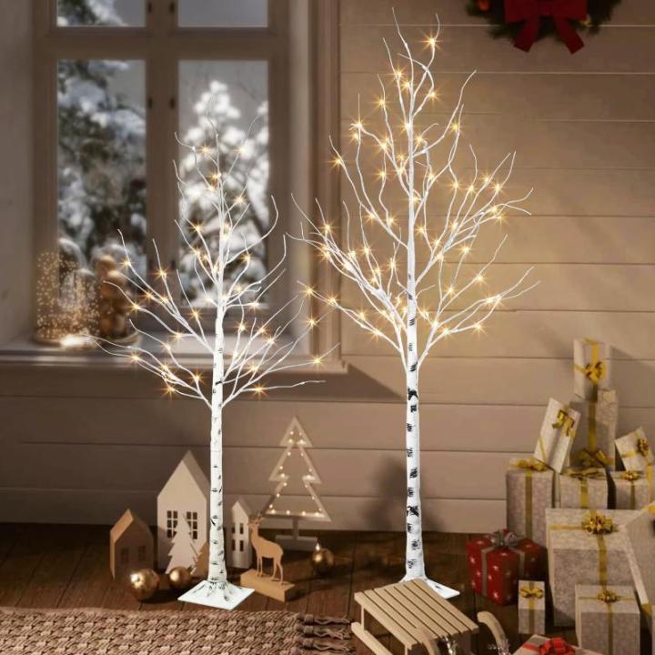 Kerstboomtakset van 1,5 m, 1,5 m, berkenboom met warme witte leds, timer, netvoeding, met waterdichte adapter voor buiten en binnen, kerstdecoraties