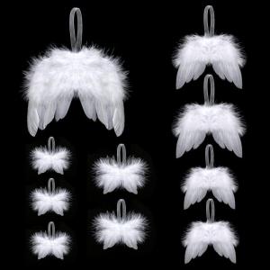 10 stuks kerstengelenvleugels, witte kerstboomversiering, kerstversiering, witte engelenvleugels, kerstversiering voor kerstfeest, decoratie, doe-het-zelf handwerk