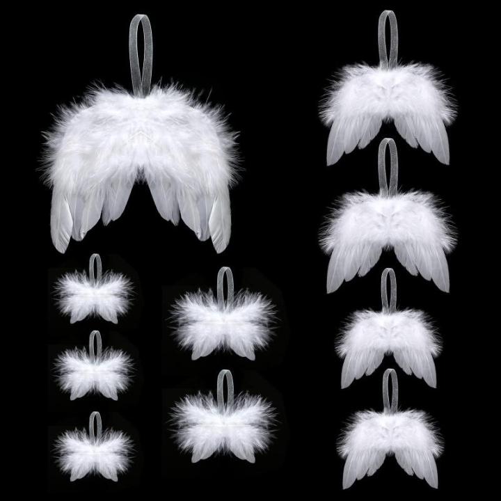 10 stuks kerstengelenvleugels, witte kerstboomversiering, kerstversiering, witte engelenvleugels, kerstversiering voor kerstfeest, decoratie, doe-het-zelf handwerk