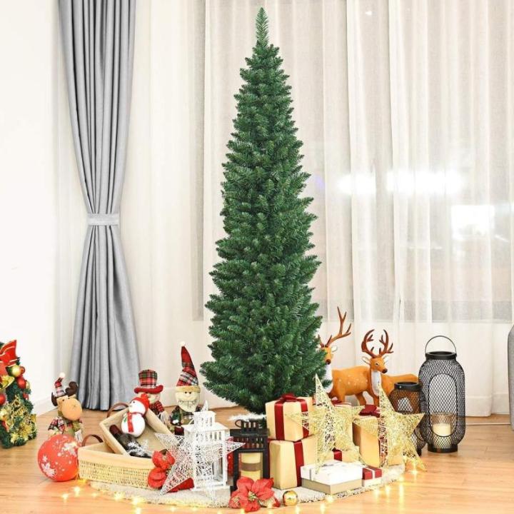 Weihnachtsbaum künstlicher Baum, Grüner Bleistift Schlanker Weihnachtsbaum(8FT/2.4M)