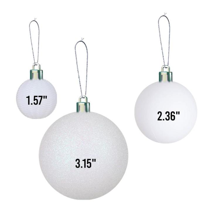witte kerstbalornamenten voor kerstversiering - 36 stuks kerstboom onbreekbare ornamenten met ophanglus voor vakantie- en feestdecoratie (combo van 6 stijlen in 3 maten)