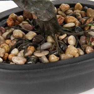 Kunstbonsai Natuurgetrouwe kunstplant, kunstboom, bonsai, ceder, grenen, podocarpus, plastic plant, kunstplant met keramische pot in zwart, voor badkamerdecoratie, desktop, kantoor