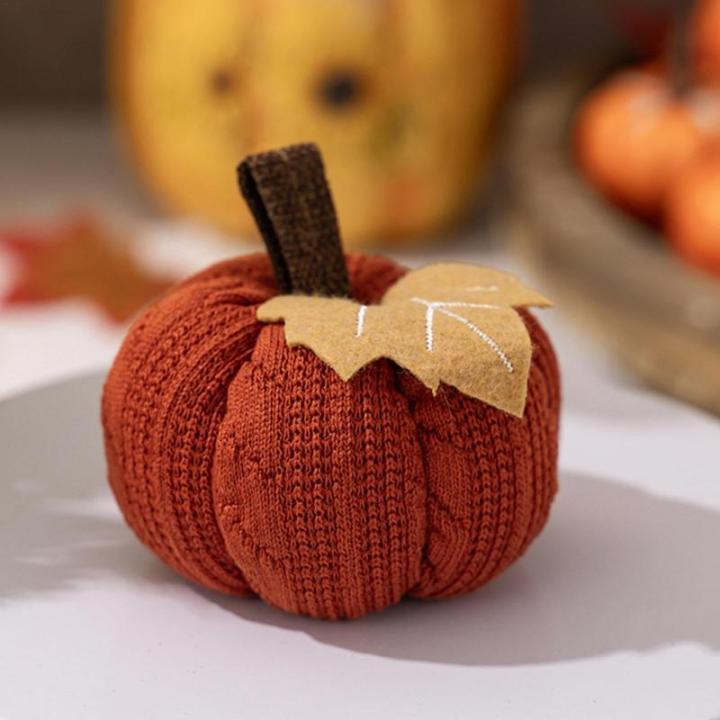 Herbstliche dekorative orangefarbene se, Strickfür Herbstdekoration - Wiederverwendbarer gestrickter - Weiche dekorative Ornamente, gehäkelte se