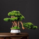 Künstlicher Bonsai-Baum Künstliche Pflanzen, Kiefern-Bonsai, Innendekoration, gefälschter Bonsai mit Keramiktopf, Feng Shui, Glück, Glück, Bonsai-Baum, künstliche Wohnzimmer-