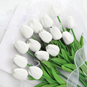 Kunsttulpen van latex, 12 stuks, neptulpen, voor thuis, kantoor, bruiloft, decoratie, wit