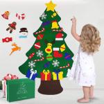 Vilten Kerstboomset, doe-het-zelf vilten kerstboomset, vouw, vilt, kerstboom, decoratie, doe-het-zelf vilten decoratie, kerstboom voor kinderen, met afneembare hangende ornamenten 