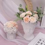 Kunstbloemen, rozen, 25 stuks, kunstrozen met stelen, kunstbloemen, rozen voor bruiloft, thuis, feest, babyshower, Valentijnsdag, decoratie, serie champagnekleur