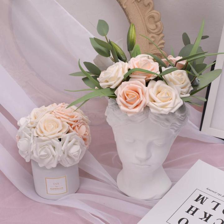 Kunstbloemen, rozen, 25 stuks, kunstrozen met stelen, kunstbloemen, rozen voor bruiloft, thuis, feest, babyshower, Valentijnsdag, decoratie, serie champagnekleur