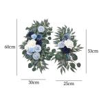 Bruiloftsboogbloemen, bloemenslingers voor bogen, woondecoratie, groene bladeren, kunstbloemenslingerset voor binnen, set van 2 voor recepties, blauw