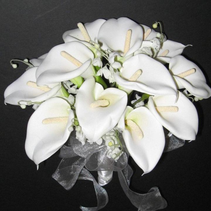 20 stuks kunstmatige Calla lelie, bruid, latex, ware aanraking, familie, decoratie, feest, bruiloft, hotel, decoratie, boeket (wit-wit)
