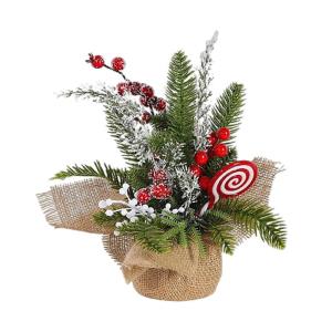 Kunstkerstboom, 30 cm, kunstkerstboom met bessen, sneeuwbedekte kerstversiering voor zelfgemaakte tafel-kerstdecoraties (lolly's
