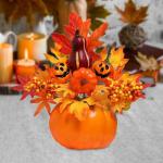 Halloween-Kürbisse, Ahornblätter, Ornament, Herbsternte, Dekor, neuartiges dekoratives Handwerk, Esstisch-Mittelstück für Geschäft und Büro, Style F