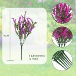12 bundels kunstlavendel, kunstbloemen, uv-bestendige kunstbloemen, net echt, kunstbloemen, balkon, kunstbloemen, decoratie, binnen en buiten, boeket, kunstbloemen voor huis, tuin,