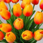 , , tulp, latex materiaal, voelt echt aan voor bruiloftskamer, thuis, hotel, feestdecoratie en doe-het-zelf decoratie (zonsondergang rood, 10 stuks)