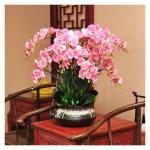 Kunstblumen Künstliche Orchideenblumen im Keramiktopf, Seiden-Phalaenopsis-Pflanzenarrangement für Bürotisch/Wohnzimmer/Schlafzimmerdekoration für jeden Anlass