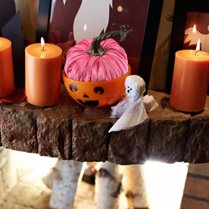 Kleine Samtkürbisse,Künstliche Kürbisse,Bunte Kunstschaum Dekoration - 10 cm/3,9 Zoll Handgemachte Halloween Ernte Gemüse Simulation Kürbisse Foto Requisiten, Stoff Kürbisse 