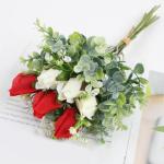 Kunstblumenstrauss Künstliche Tulpen Realistische Tulpe mit Weichem Stiel Elegante Blumendekoration für Brautsträuße Haus Party Büro DIY Blumenarrangements 1707