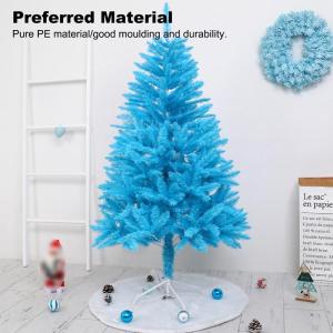 Blauer Weihnachtsbaum, spitzer/flacher Weihnachtsbaum, hochwertiger künstlicher Weihnachtsbaum, einfach zu montieren, faltbarer Metallsockel, geeignet for Haus, Partydekoration(Fl