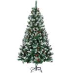 Kunstkerstboom, 180 cm, met sneeuwvlokte kerstboom met dennenappels en rode bessen, metalen voet en eenvoudige opbouw voor feestdagdecoratie. (180 cm Pinecone en rode bessen)