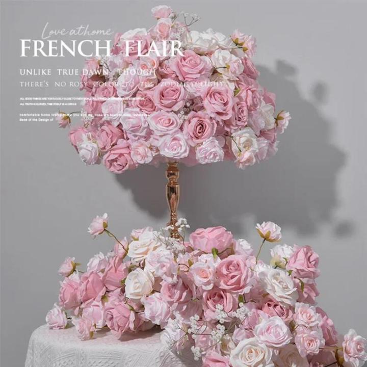 Rosa künstliche Blumen Ball Hochzeit Hintergrund Dekoration Tisch Centerpiece Blume Ball Lange Läufer Blume Reihe für Sofa Dekor Foto Requisiten (60cm/23.6in)