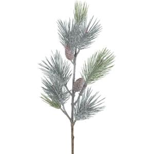 Kerstdennentak, geeist met glitter, 97 cm, kunstdennentak met natuurgetrouwe dennenappels en naalden, kerstdecoratie, tafeldecoratie voor Kerstmis