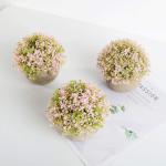 Plastic kunstmatige potplanten Baby's Tear decoratieve bloem voor thuis/kantoor decoratie roze, 3 stuks