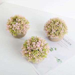 Plastic kunstmatige potplanten Baby's Tear decoratieve bloem voor thuis/kantoor decoratie roze, 3 stuks