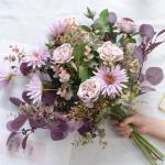 Kunstblumen Künstliche Blumen mit Glasvase, künstliche Pflanzen für den Innenbereich, künstliche Blumenarrangements, Seidenblumen für den Hausgarten, Terrassendekoration für 