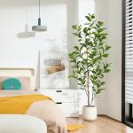 Citroenboom, , 180 cm, grote citroenboom met levensechte vruchten in witte pot, als echt voor moderne decoratie (1 stuks)