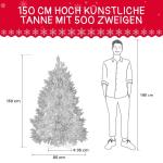 Abin Kunstkerstboom, met 500 takken en houten standaard, buigbaar 259 PE spuitgietwerk & 241 pvc-naalden, moeilijk ontvlambaar, opvouwbare dennenboom voor eenvoudige montage, hoogt