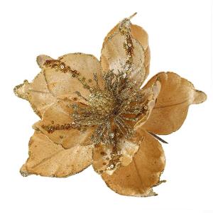 Glitzernde Weihnachtsstern-Blumen, Weihnachtsbaumschmuck, hängende Dekoration für Weihnachtsbaum, Hochzeit, Party, Kranz-Dekoration (Gold)
