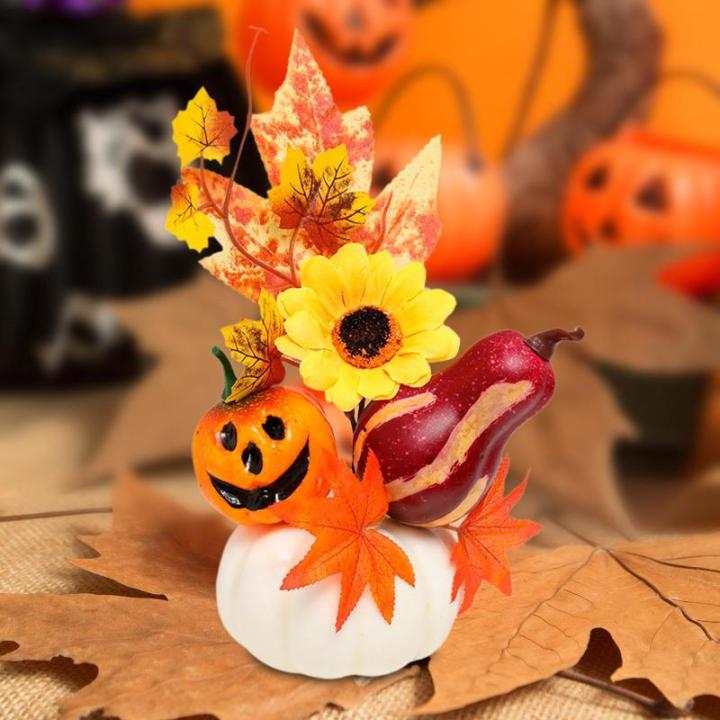 Halloween-Kürbisse, Ahornblätter, Ornament, Herbsternte, Dekor, neuartiges dekoratives Handwerk, Esstisch-Mittelstück für Geschäft und Büro, Style C
