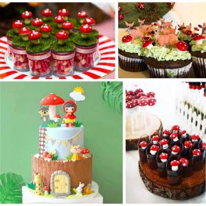 Decoratieve vliegenzwammen op de Drath, 35 stuks (10 mm) paddenstoelen, mini-paddenstoelen om te knutselen, decoratie als tafeldecoratie voor bruiloft, kinderverjaardag, miniatuur 