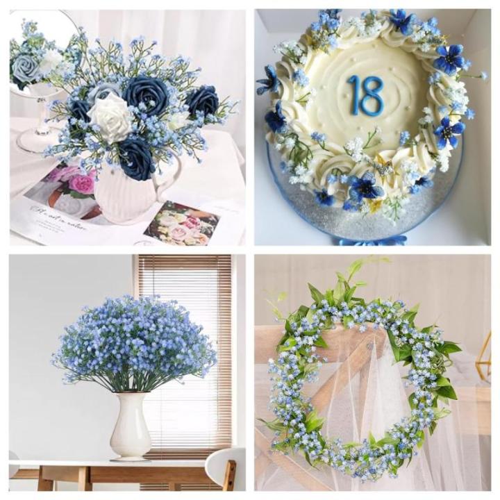 Gypsophila , 10 stuks, Gypsophila , sluierkruid, namaakbloemen, boeketten voor bruiloft, bruid, feest, woondecoratie (blauw)