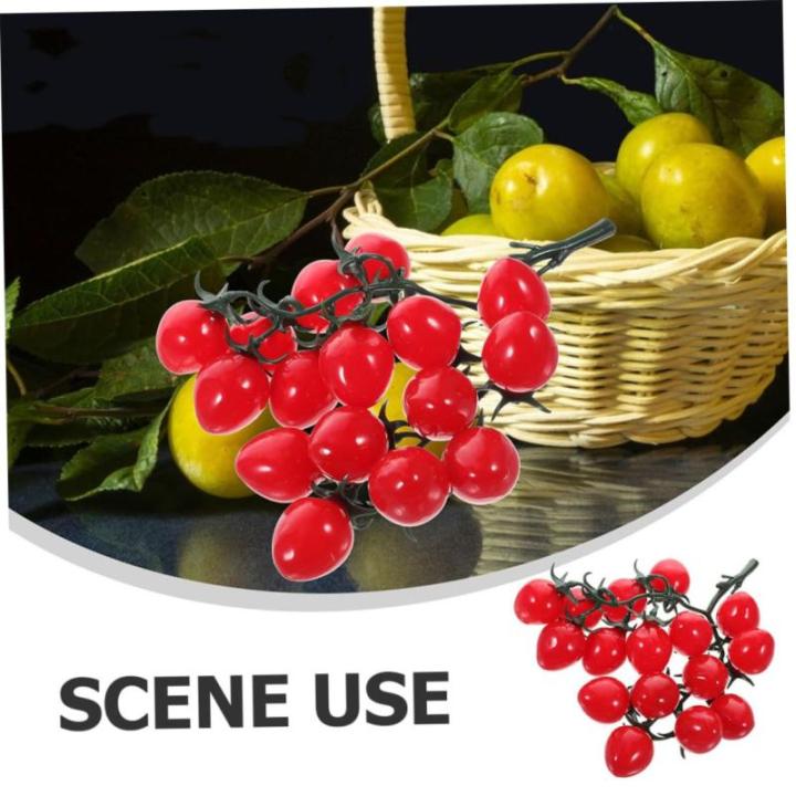 12 STK Simulierte Kirschtomaten Kirschtomatenmodell Gefälschte Kirschtomaten Schmücken Mini-Cherry-Tomaten Simulation Kirschtomaten Zuhause Gefälschte Fruchtstütze PVC Rot