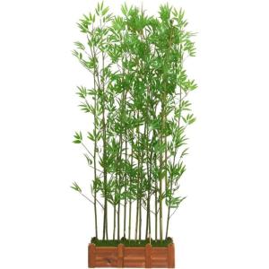 Kunstmatige Bamboe Bladeren Decor Scherm met Houten Basis 1,2 m Hoge Faux Potplant voor Restaurant Kantoor 14 Pole Ontwerp Indoor Outdoor Decoratie