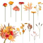 Kunstmatige nepbloemen planten zijden bloemstukken bruiloft boeketten decoraties plastic bloemen tafel centerpieces voor thuis keuken tuin feest decor (herfst rood)