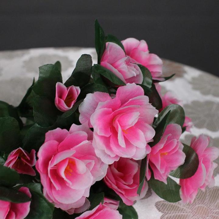 Künstlicher Blumenstrauss Azalee 33 cm Pink Kunstpflanzen Kunstblumen Künstliche Blumen Pflanzen Kunstblumenstrauß für Zuhause Tisch Büro 0516
