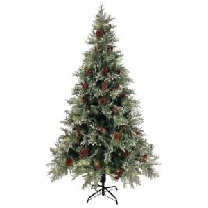 Weihnachtsbaum mit Beleuchtung und Kiefernzapfen 195 cm PVC&PE, Tannenbaum Künstlich, Christmas Tree, Tannenbaum Deko, Weihnachtsbäume, Christbaum - 3094565