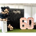 Schwarzer schimmernder Wandhintergrund mit Pailletten, 24 Paneele, glitzernder Hintergrund, 3D-Wand für Party, Geburtstag, Halloween, Verlobung, Dekorationen