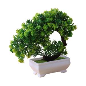 Kunstdecoratieve plant in pot, ornament, in pot voor decoratieve woonkamer, kantoor, tuin, lotusstijl