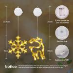 Kerstverlichting – 10 led-lichtgordijnen, werkt op batterijen, warme Biacno timer, decoratieve kerstverlichting voor kerstboom, raam, deur, bruiloft (sneeuwvlok en eland)