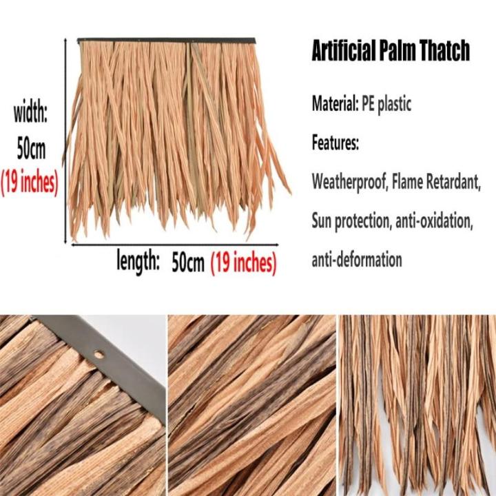 6 PCS Mexikanisches Palmendach, 50 X 50 cm Kunststoff-Strohdach-Rolle Tiki-Hüttenstange Dachstange Dachterrasse Sonnenschirm Entenboot Strohdekoration (Color : Yellow-1)